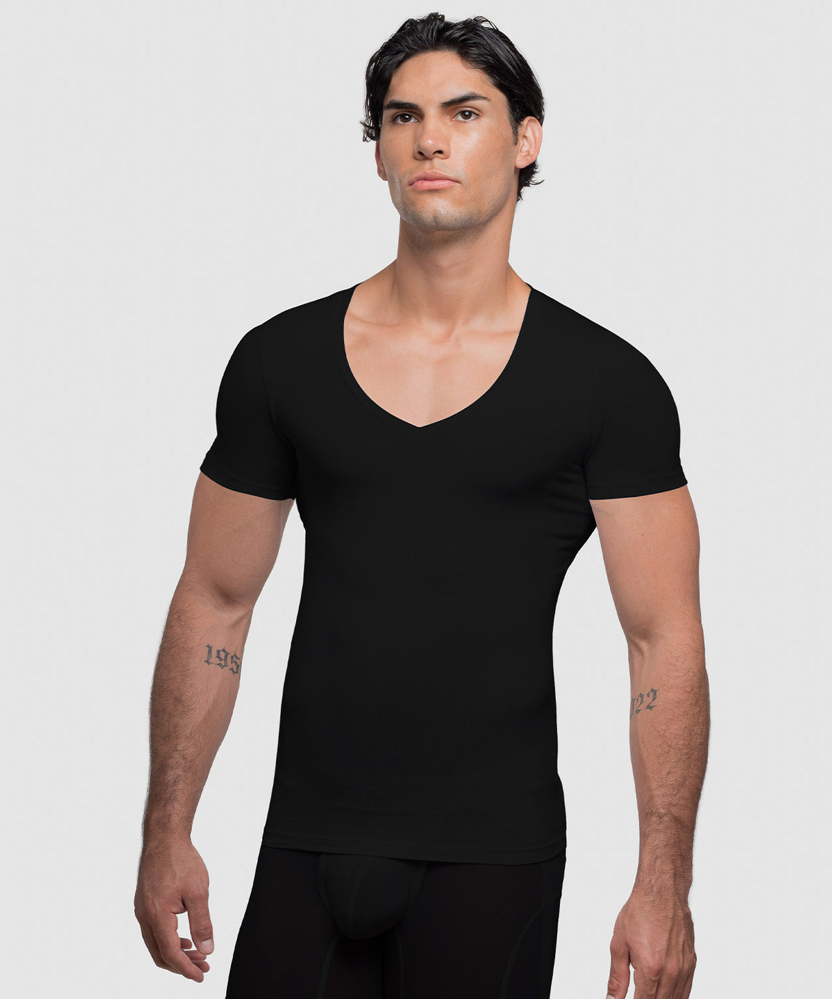 Cotton Compression Deep V-Neck T-Shirt