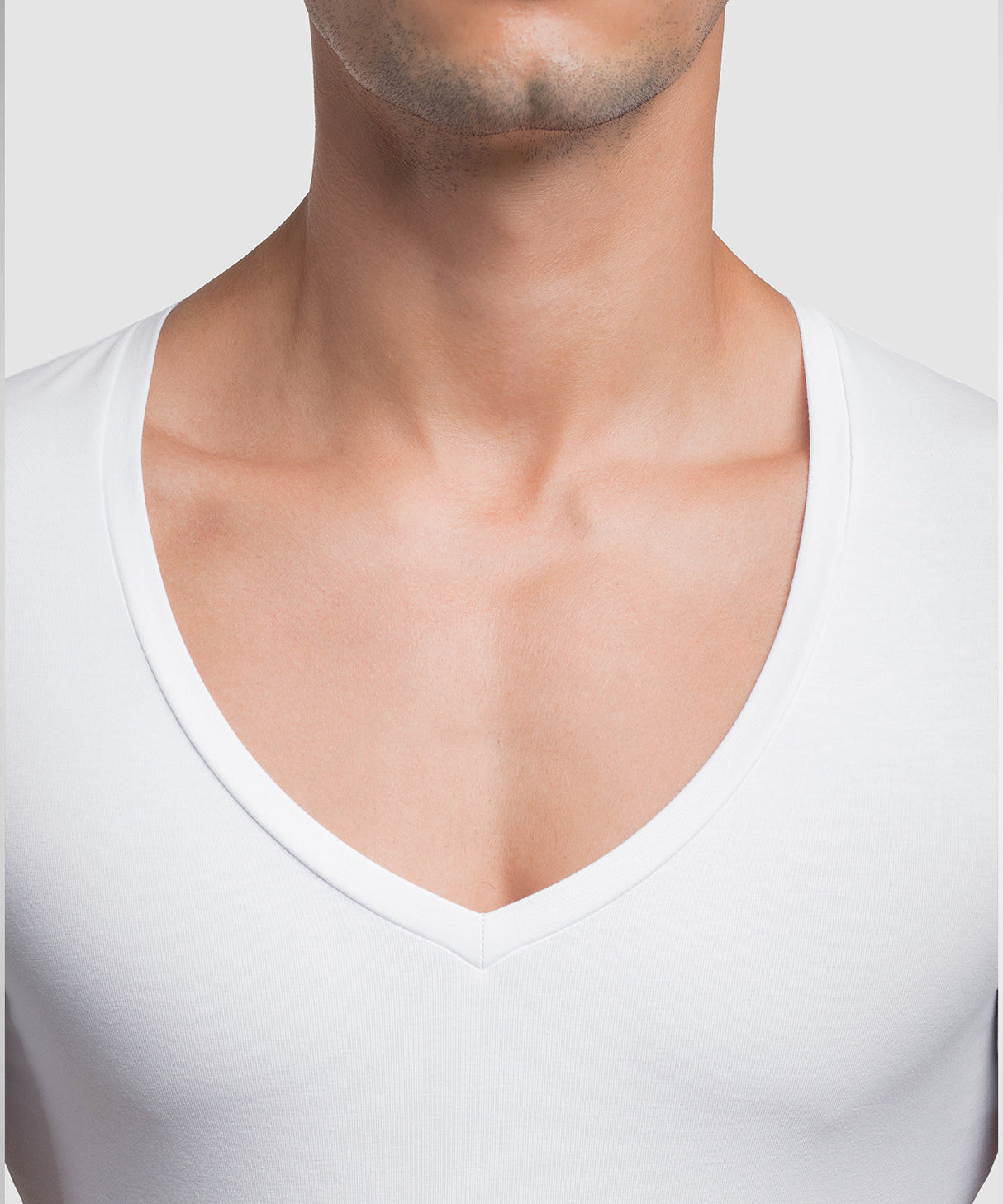 Cotton Compression Deep V-Neck T-Shirt