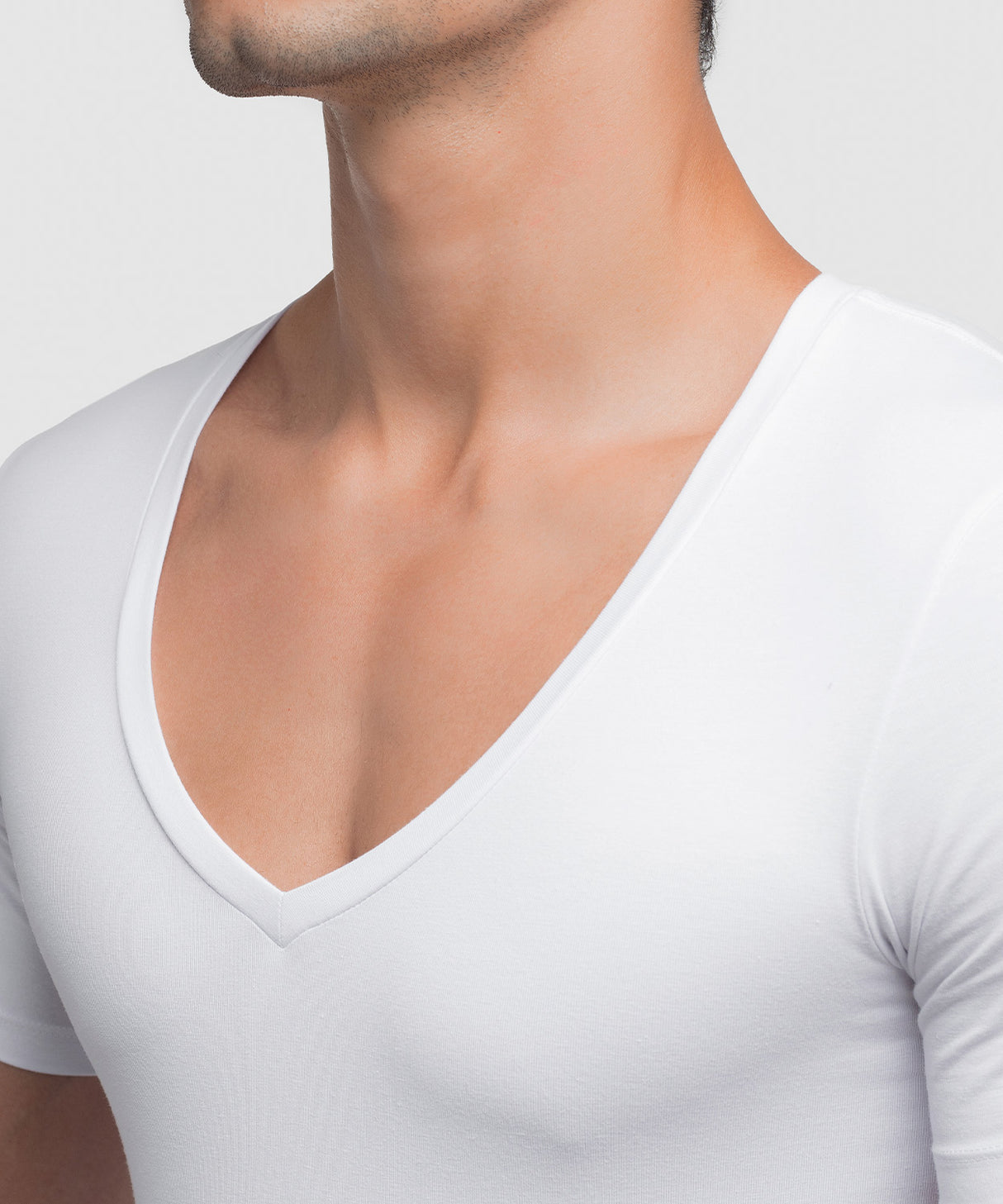 Cotton Compression Deep V-Neck T-Shirt