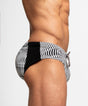 H2O WAVEFORM Padded + Package Swim Brief Black White Wave