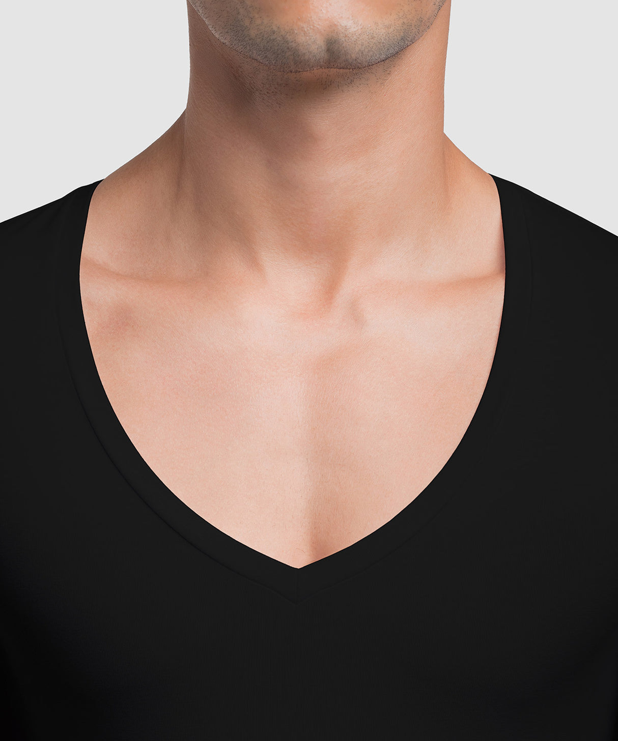 Cotton Compression Deep V-Neck T-Shirt
