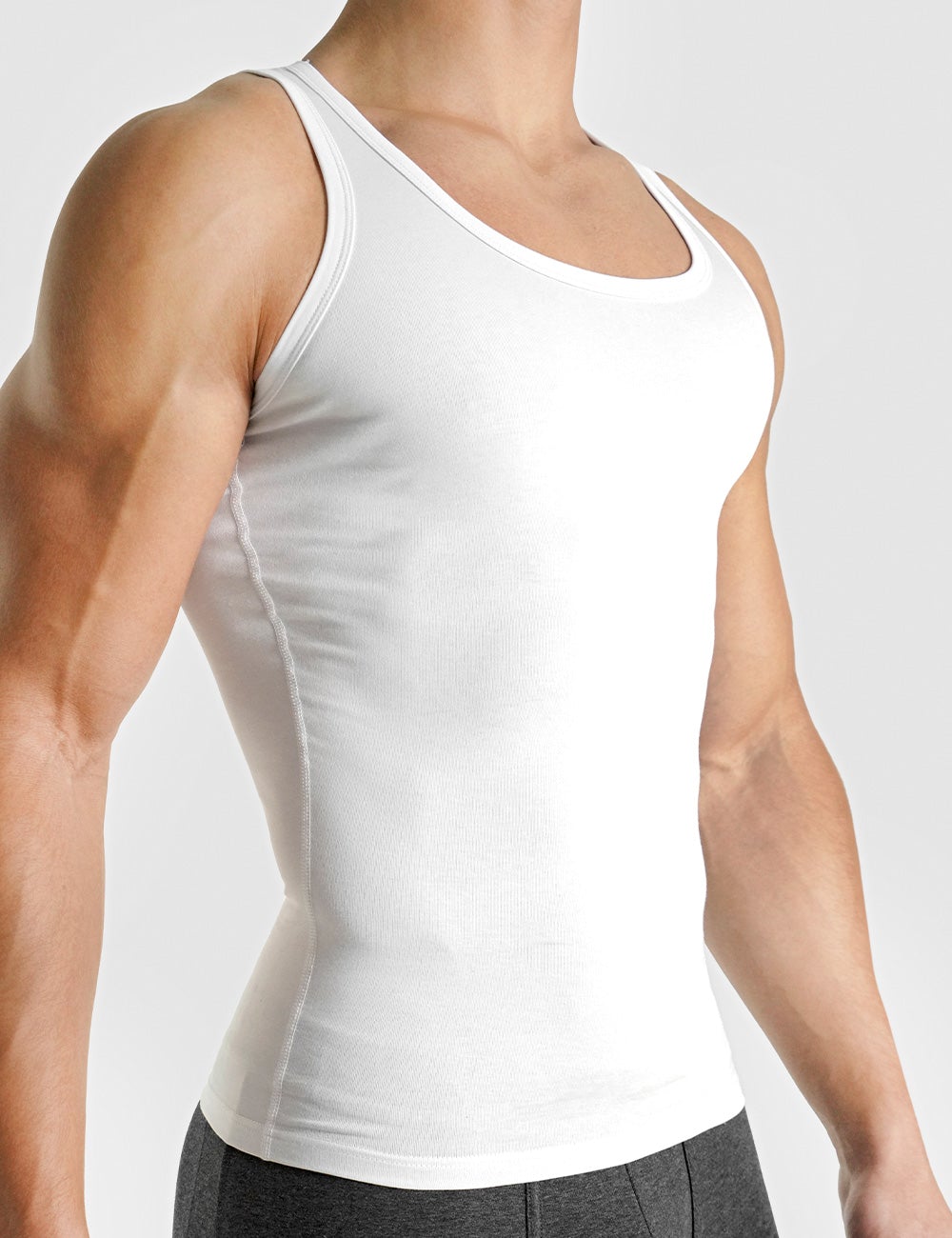  Comfneat Mens 6-Pack A-Shirts Tight Fit Tank Tops Cotton  Spandex Undershirts